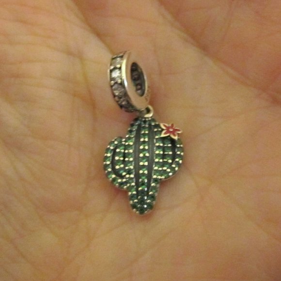 Cactus Charm Bead~Sterling Silver & Cubic Zirconia's~STUNNING!! - Picture 6 of 8